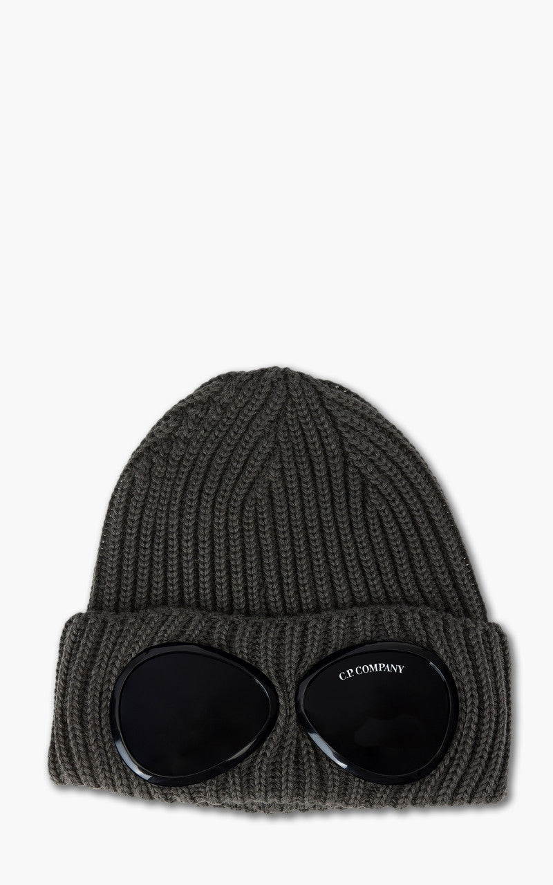 C.P. Company Extra Fine Merino Wool Goggle Beanie Forged Iron