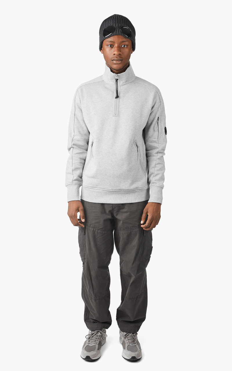 C.P. Company Diagonal Raised Fleece Half Zip Jumper Grey Melange