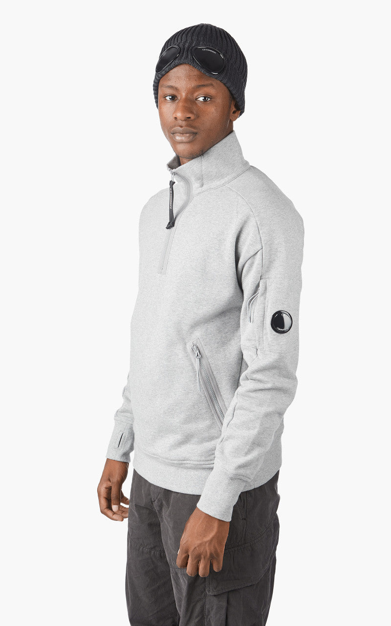 C.P. Company Diagonal Raised Fleece Half Zip Jumper Grey Melange