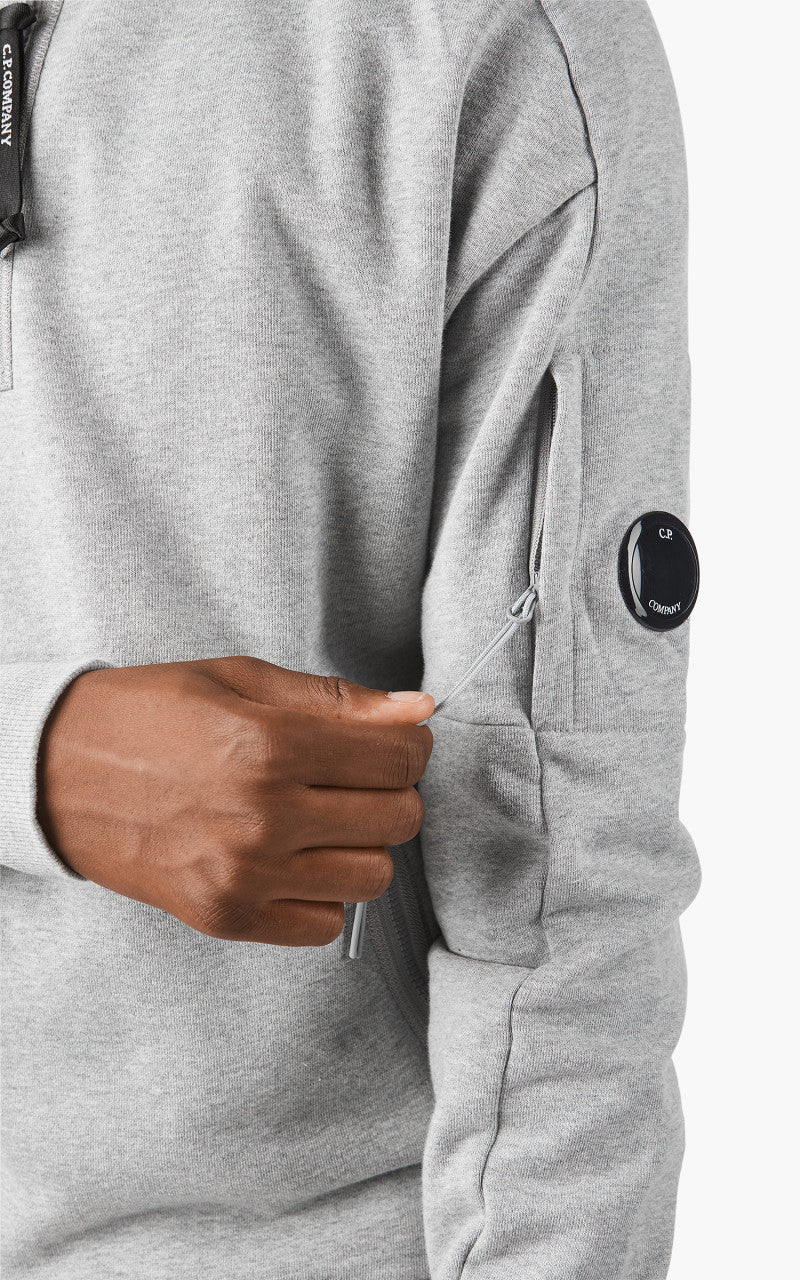 C.P. Company Diagonal Raised Fleece Half Zip Jumper Grey Melange