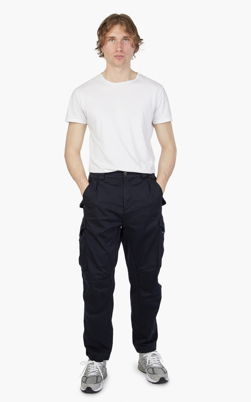 C.P. Company Stretch Sateen Loose Fit Cargo Pants Total Eclipse