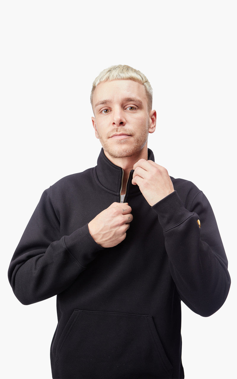 Carhartt WIP Chase Neck Zip Sweatshirt Black/Gold