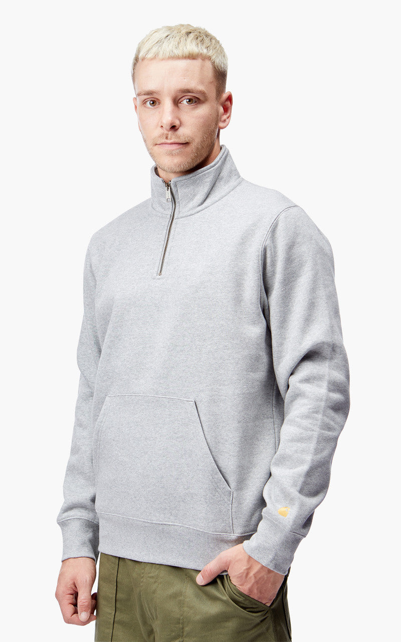 Carhartt WIP Chase Neck Zip Sweatshirt Grey/Gold