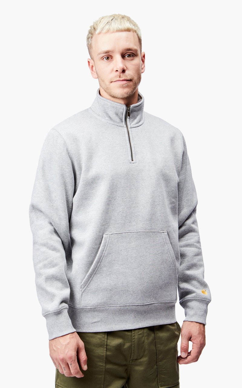 Carhartt WIP Chase Neck Zip Sweatshirt Grey/Gold