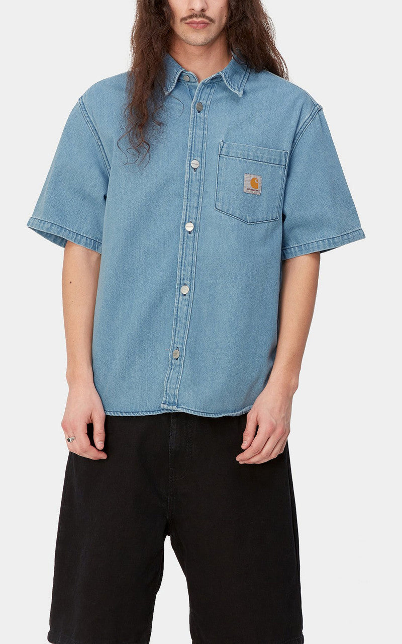 Carhartt WIP S/S Ody Shirt Olympia Denim Blue Stone Bleached