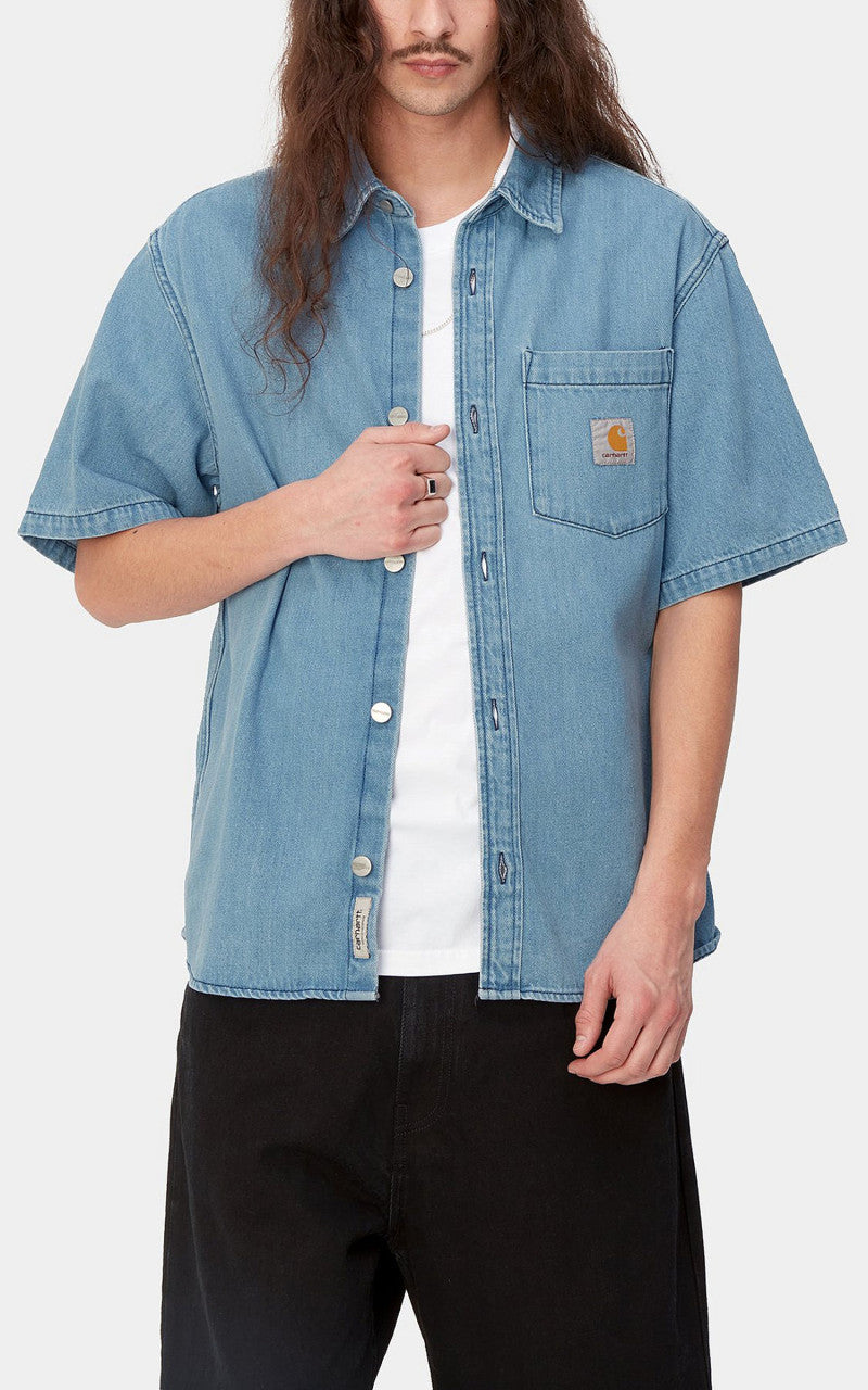Carhartt WIP S/S Ody Shirt Olympia Denim Blue Stone Bleached