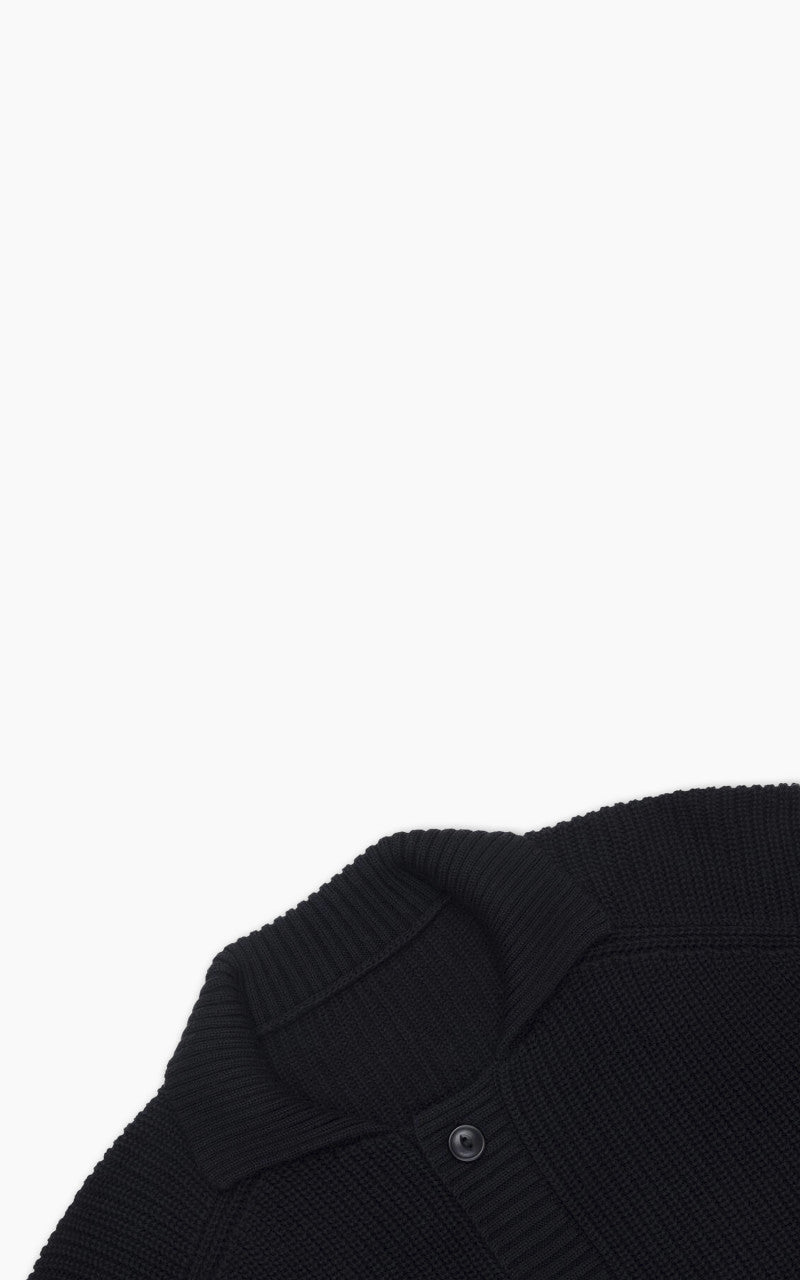 3sixteen Cotton Collared Cardigan Black