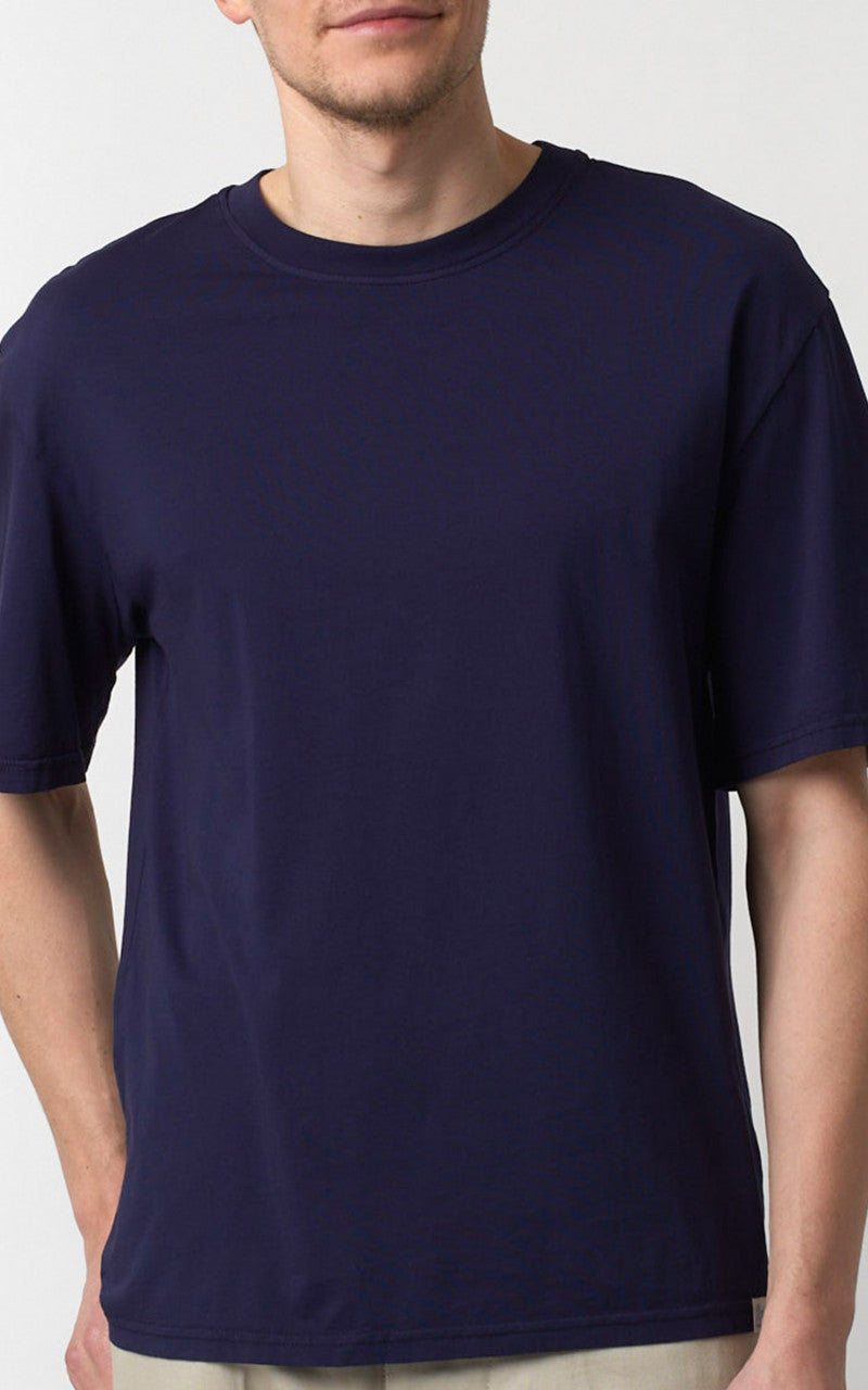 Merz b. Schwanen CTOS02 Oversized Crew Neck Tee Deep Blue