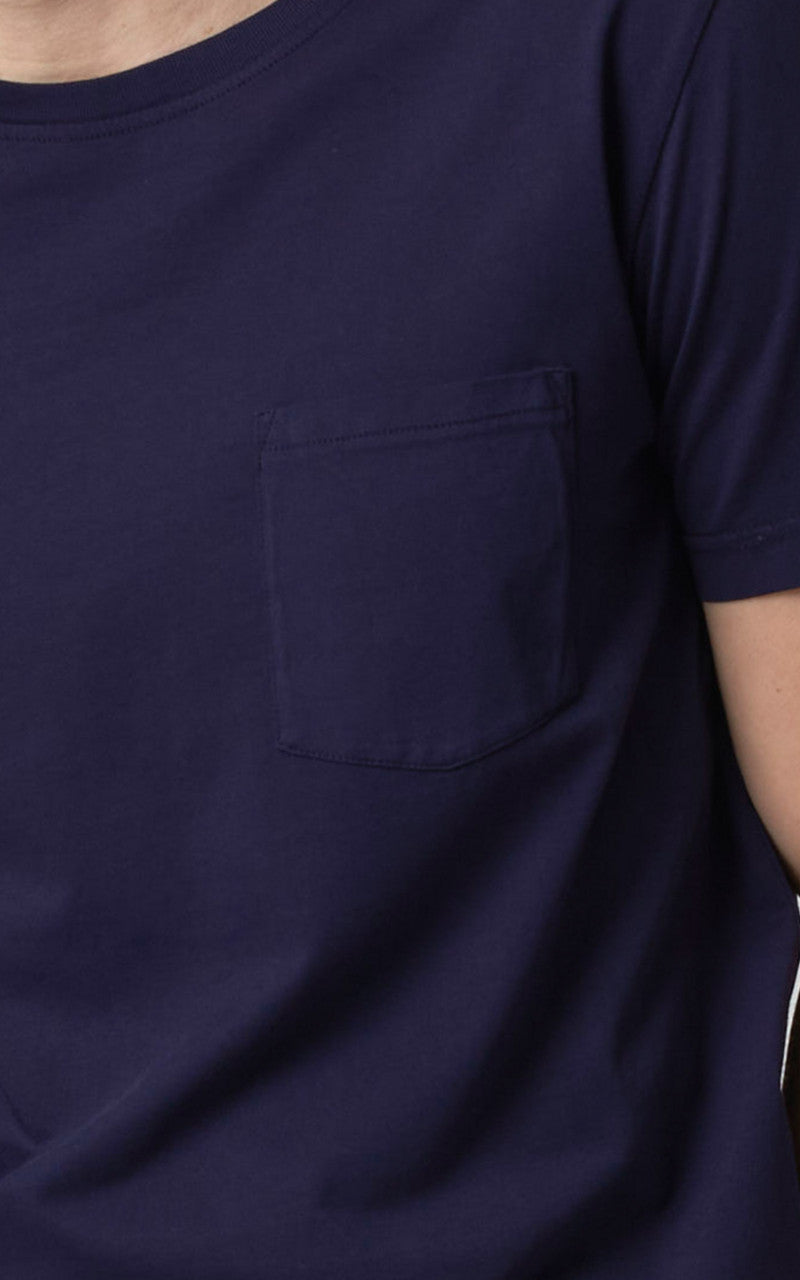 Merz b. Schwanen CTP02 Crew Neck Pocket Tee Deep Blue