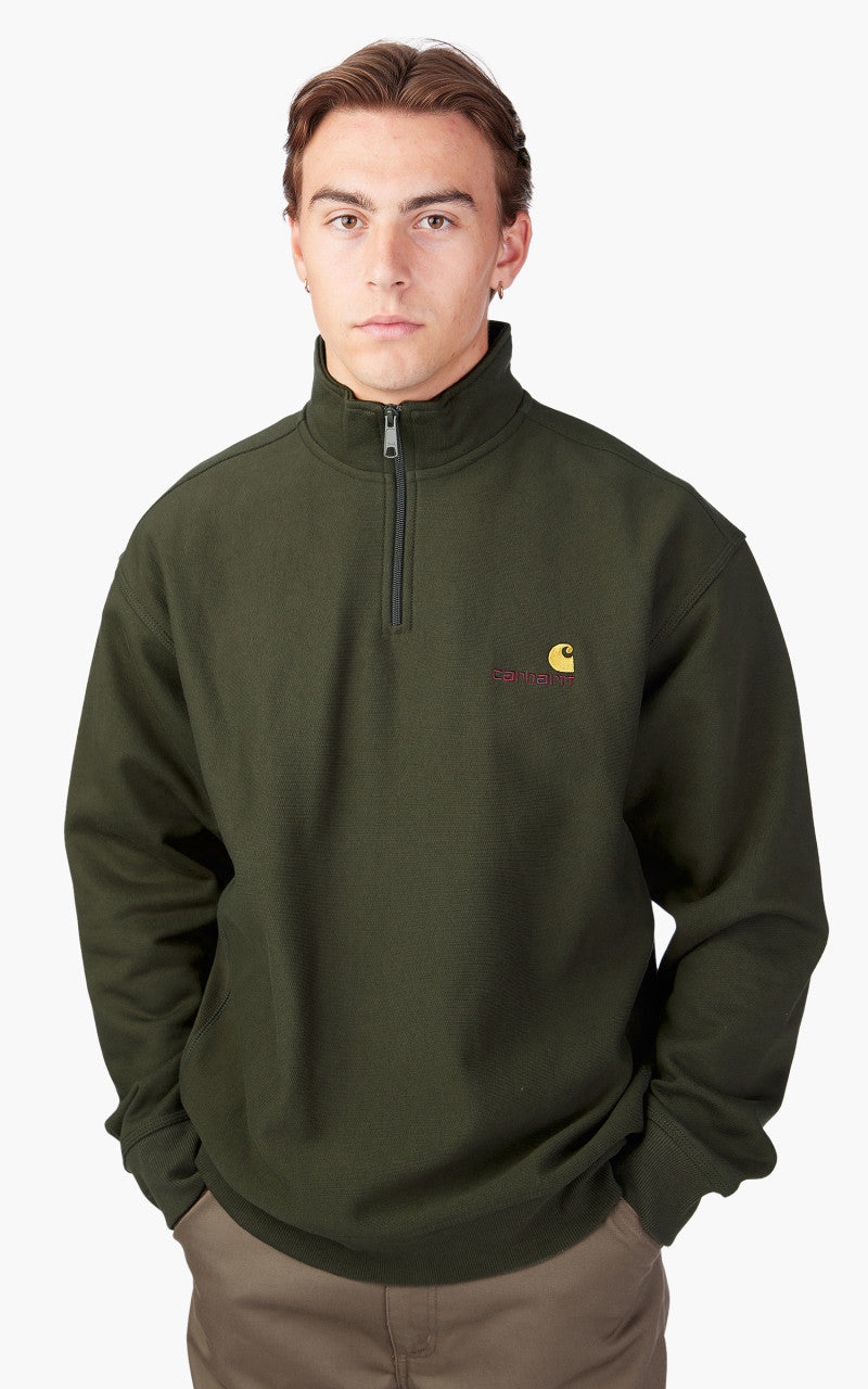 Carhartt WIP Half Zip American Script Sweatshirt Plant