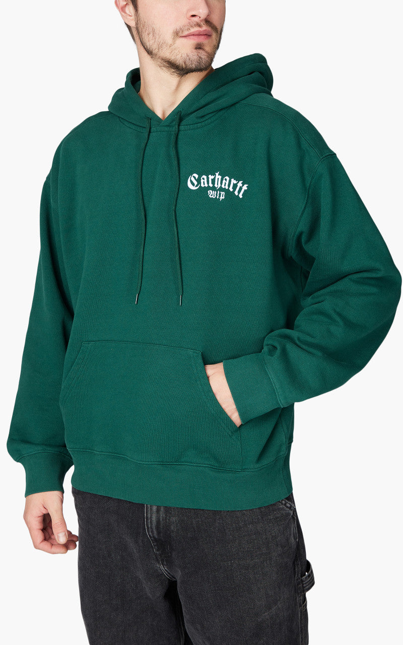 Carhartt WIP Hooded Onyx Script Sweat Chervil/White