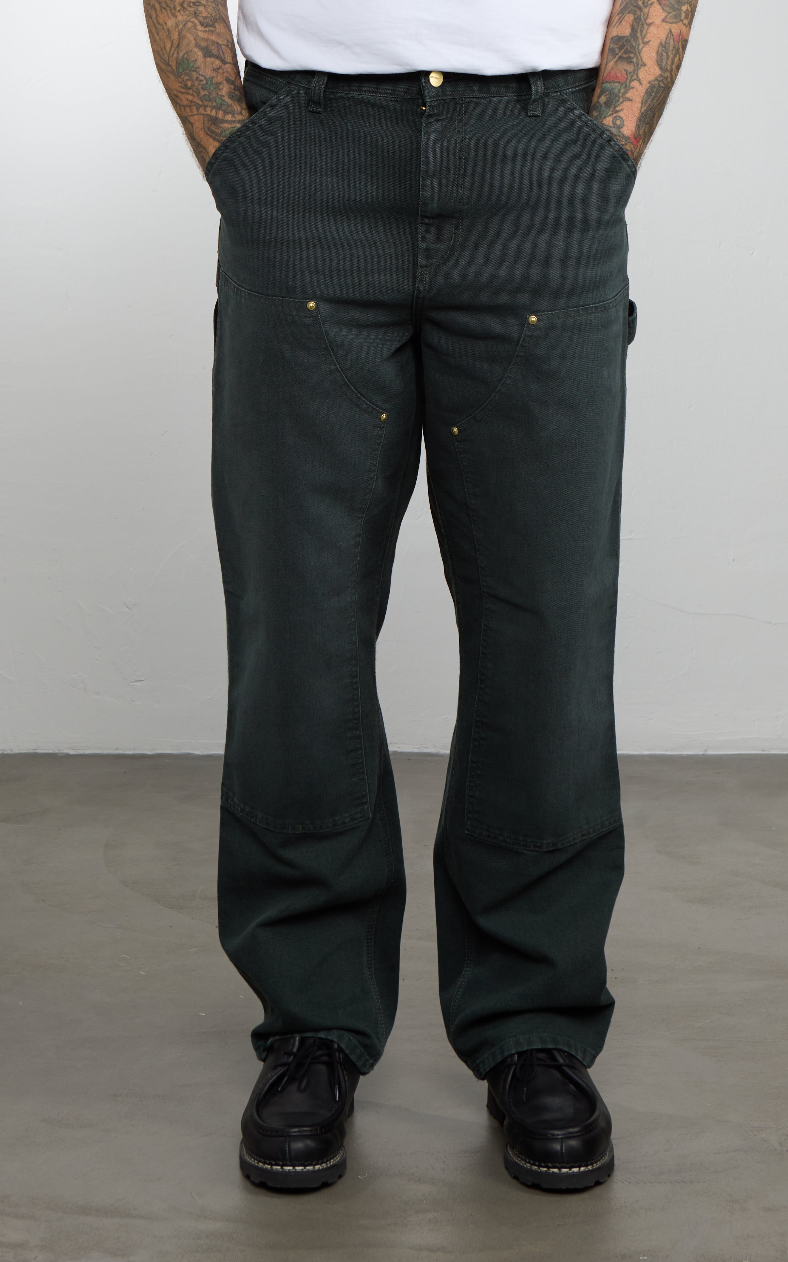 Carhartt WIP Double Knee Pant Dearborn Canvas Stone Canvas Raven