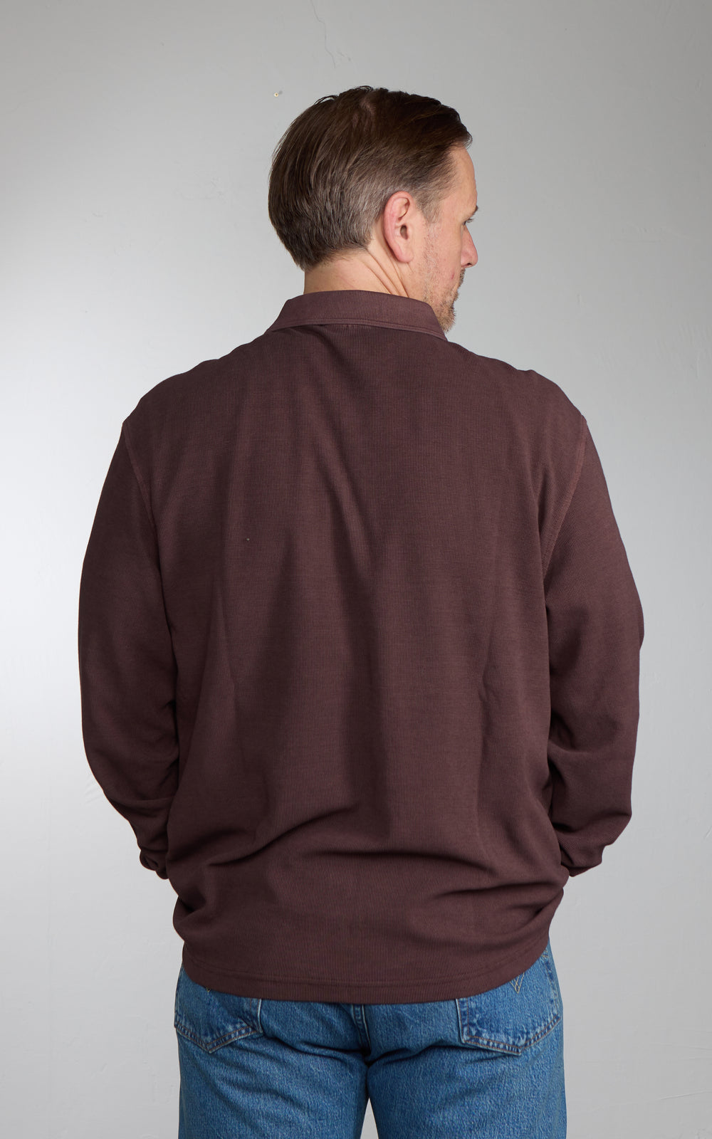 Carhartt WIP L/S Waffle Rugby Shirt Garment Dyed Palisander