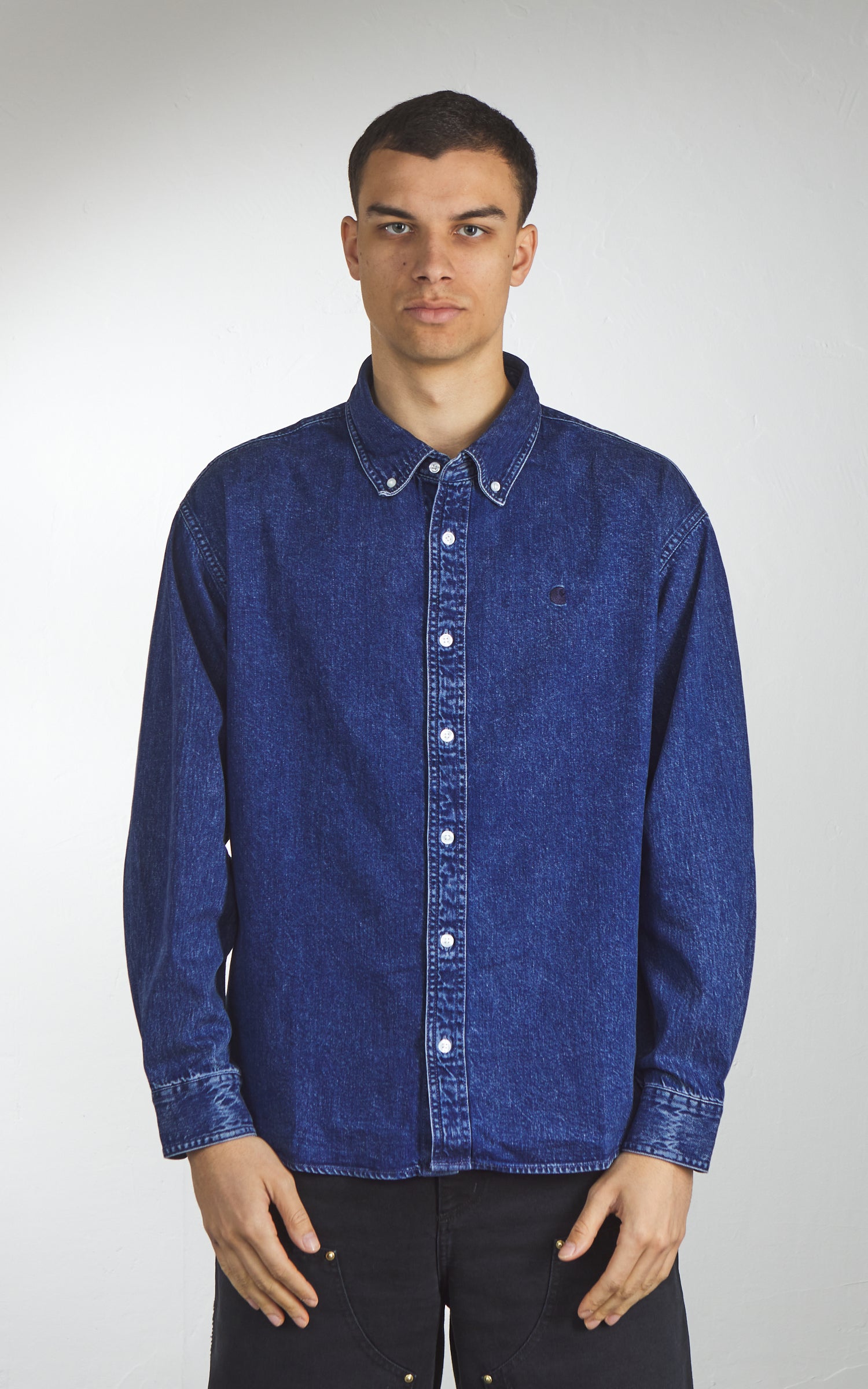 Carhartt WIP L/S Lucas Shirt Stone Washed Blue