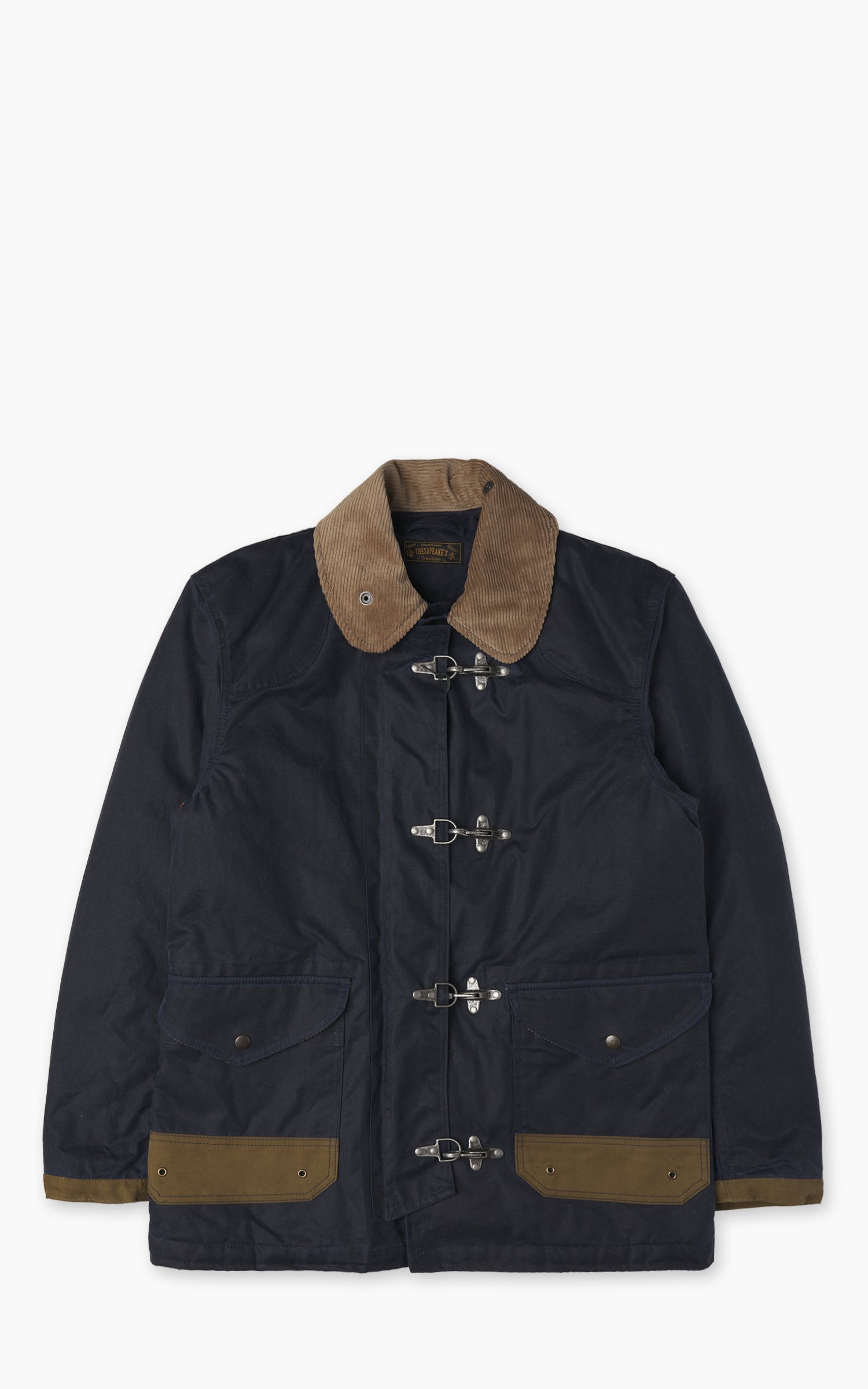 Chesapeake's Waxed Cotton Bedford Fireman Jacket Blue Deep Ocean