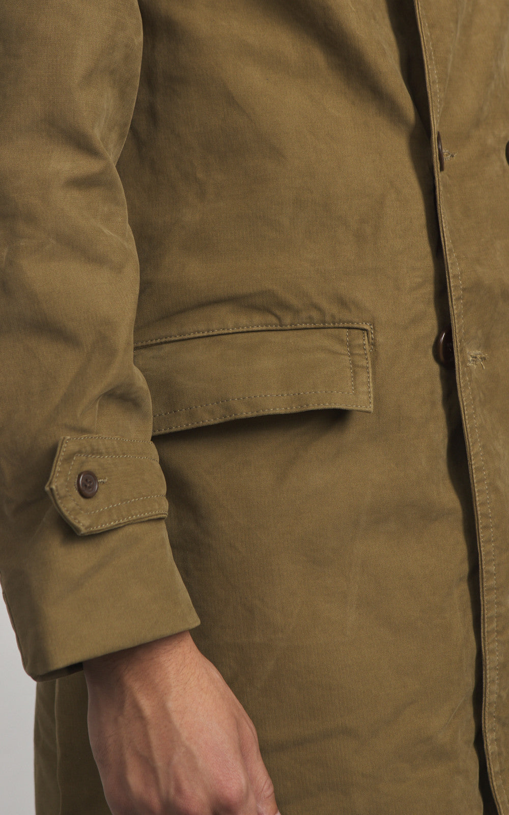 Chesapeake's Jungle Cloth Naval Officer Trench Coat Khaki Green