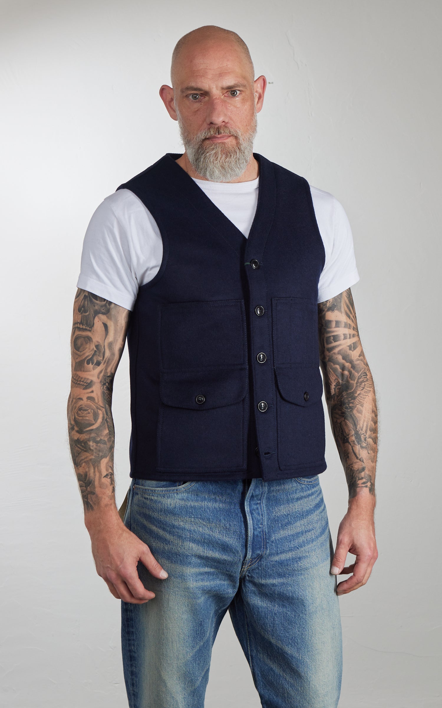 Chesapeake's Oregon Heavyweight Wool Vest Navy Blue