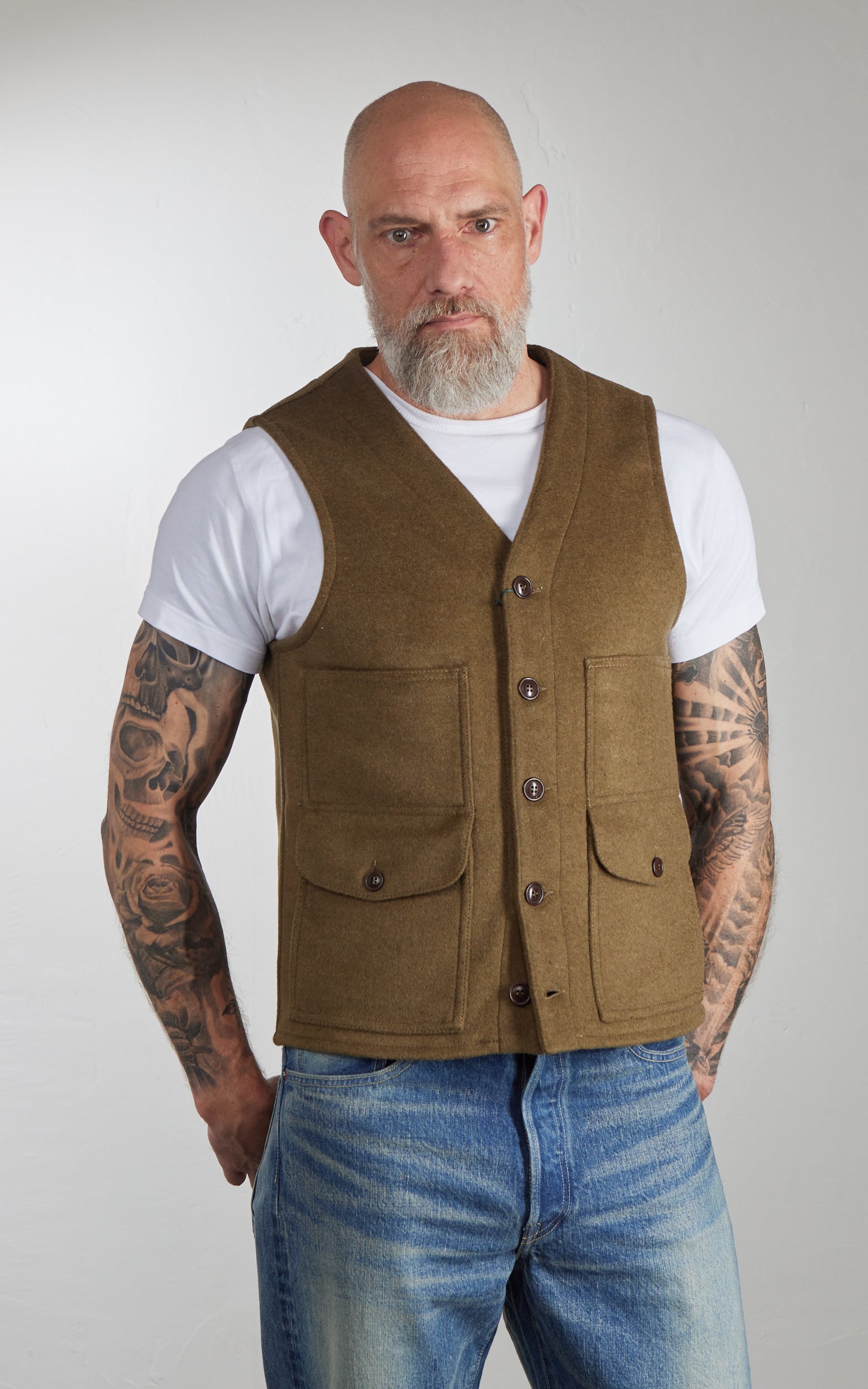 Chesapeake's Oregon Heavyweight Wool Vest Olive Green