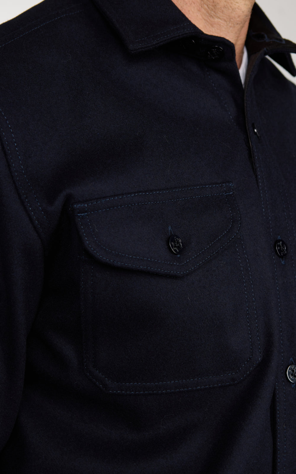 Chesapeake's Heavyweight CPO Wool Shirt Navy Blue
