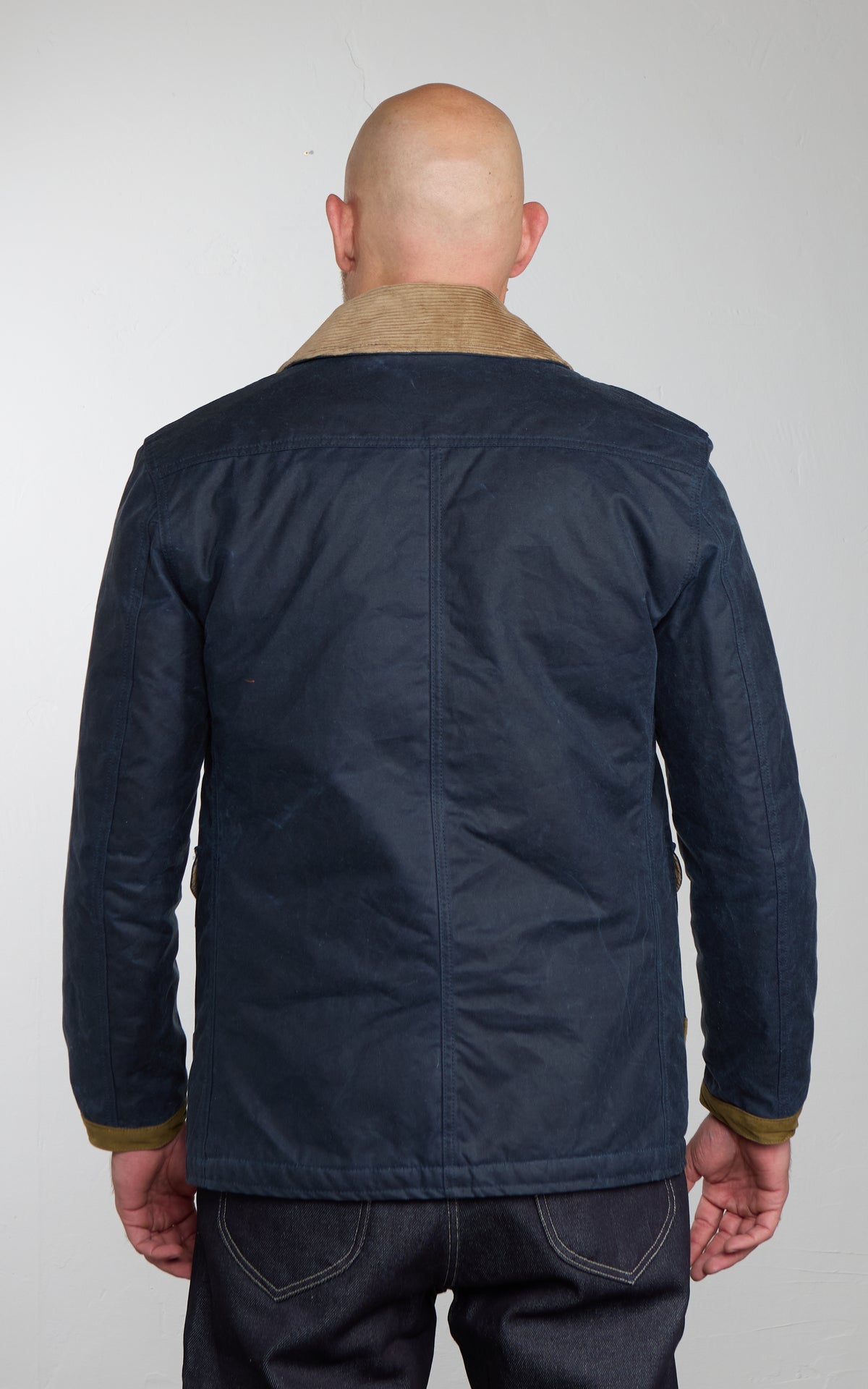 Chesapeake's Waxed Cotton Bedford Fireman Jacket Blue Deep Ocean