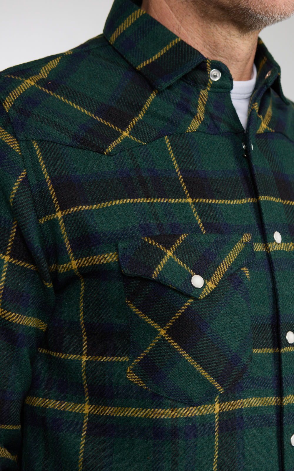 Chesapeake's Western Tartan Wool Shirt Navy