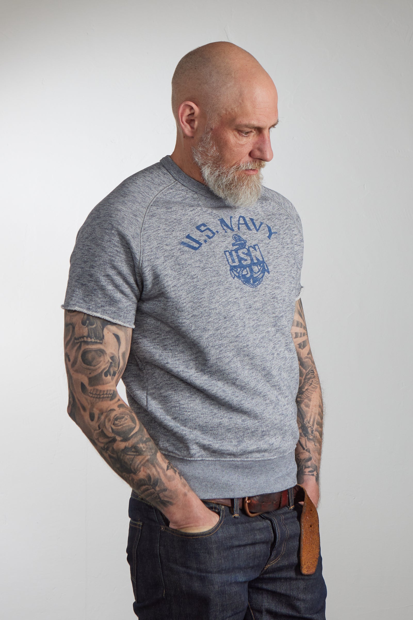 Chesapeake's Felpa S/S Sweatshirt US Navy Grey Melange