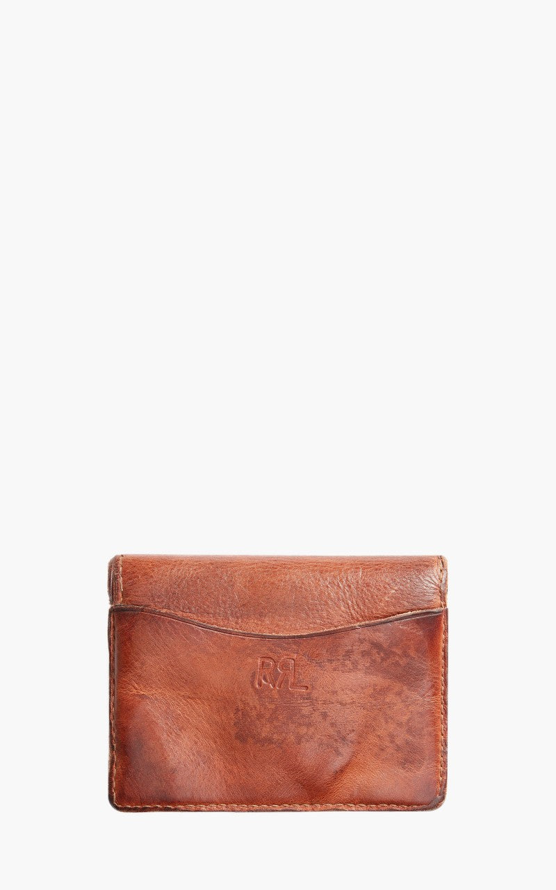 RRL Tumbled Leather Card Wallet Dark Brown
