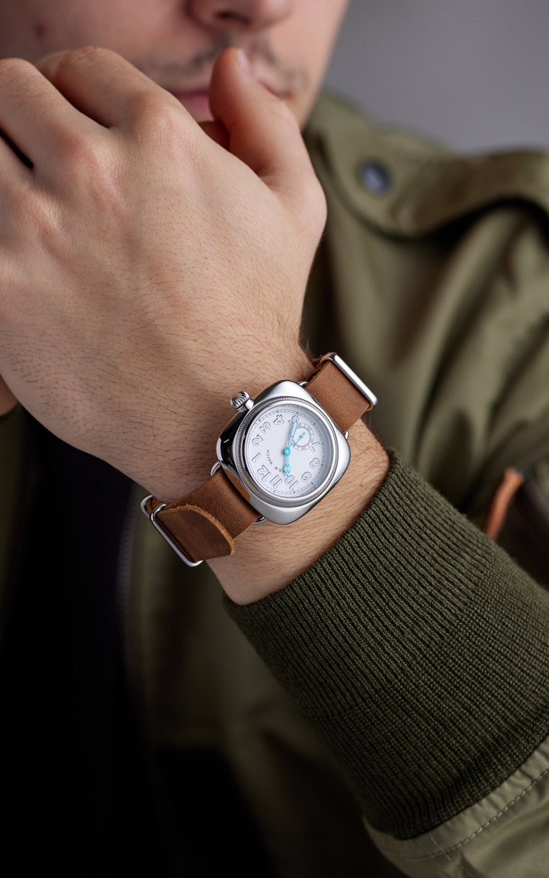 M.R.M.W. Cushion Military Watch Leather Strap White