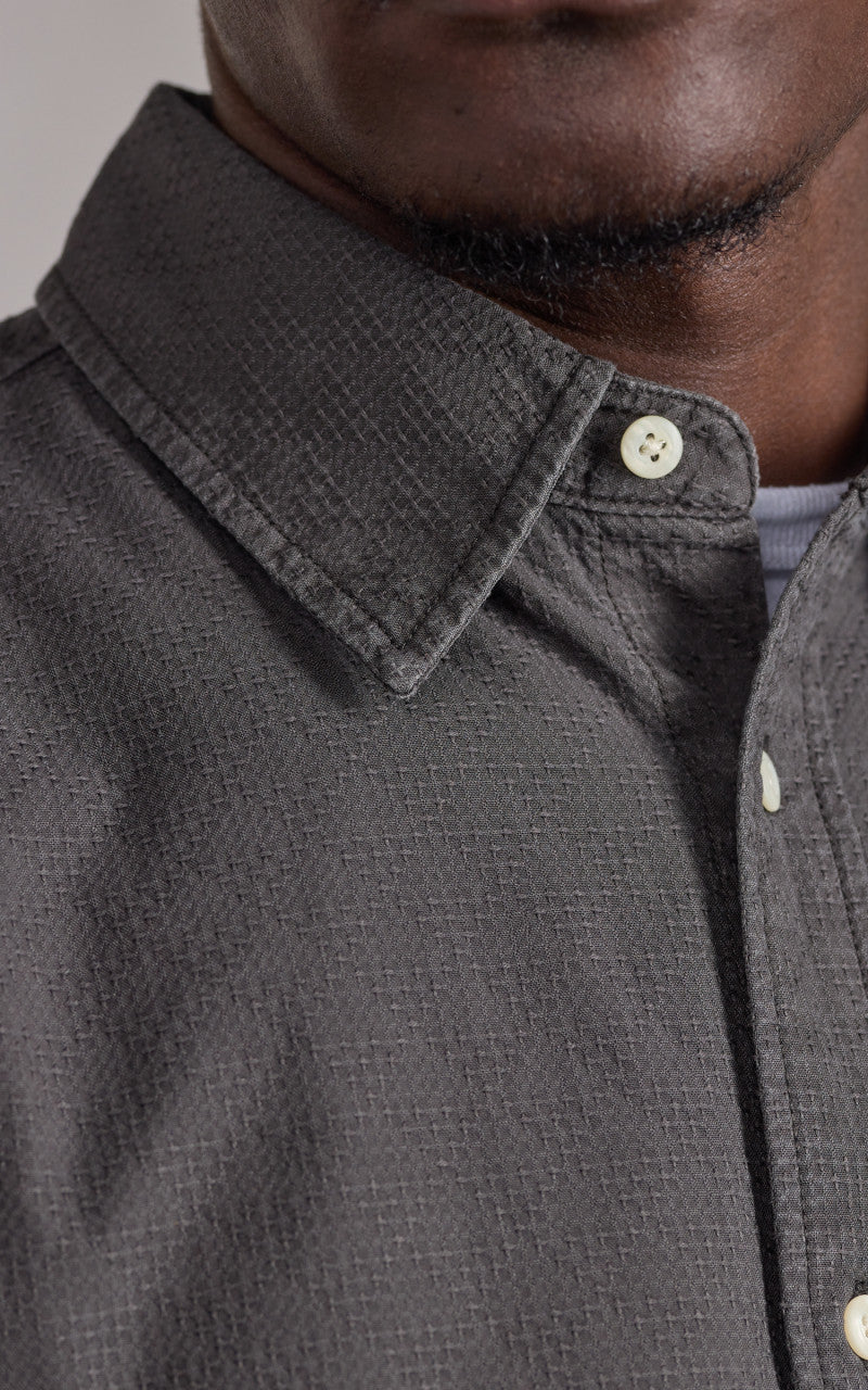 Denham Noah Shirt Structured Cotton Blend Raven