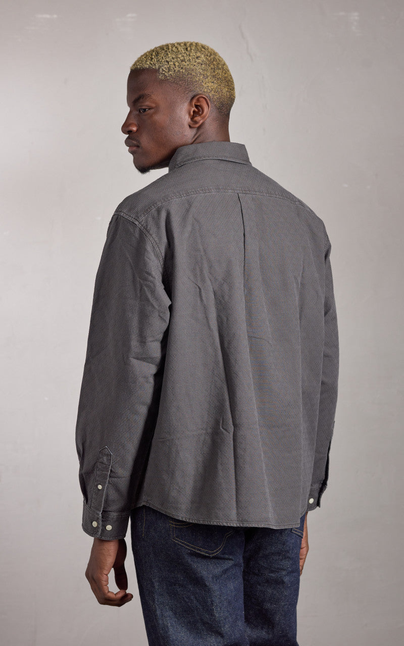 Denham Noah Shirt Structured Cotton Blend Raven