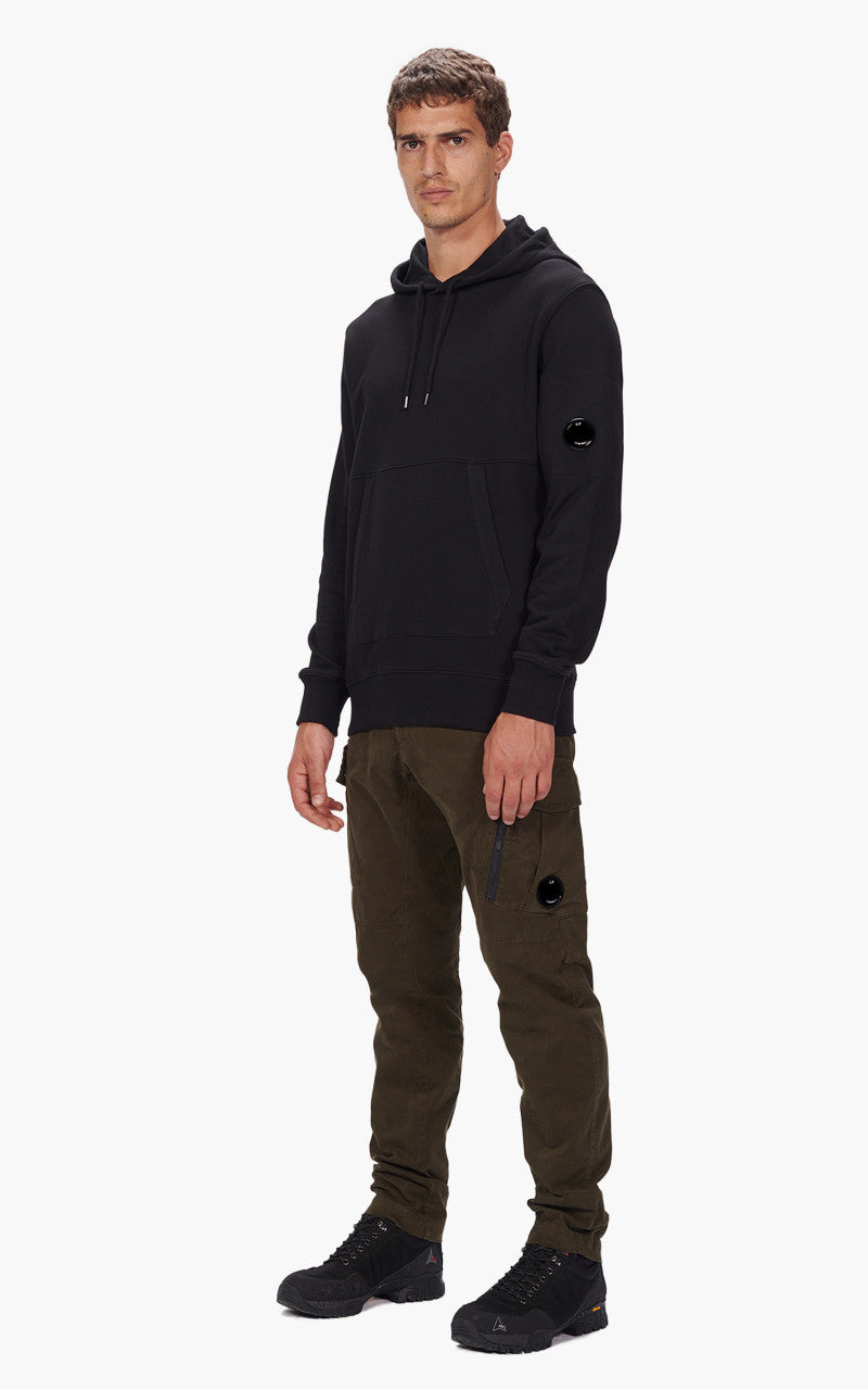 C.P. Company Diagonal Raised Fleece Pullover Hoodie Black