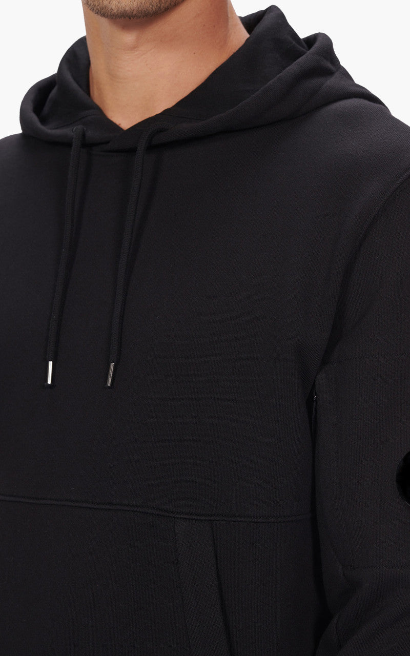 C.P. Company Diagonal Raised Fleece Pullover Hoodie Black