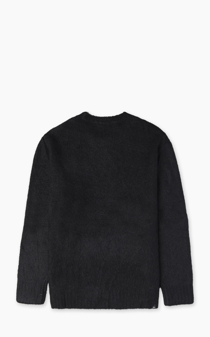 Denham Keagan Intarsia Sweater Hairy Knit Black