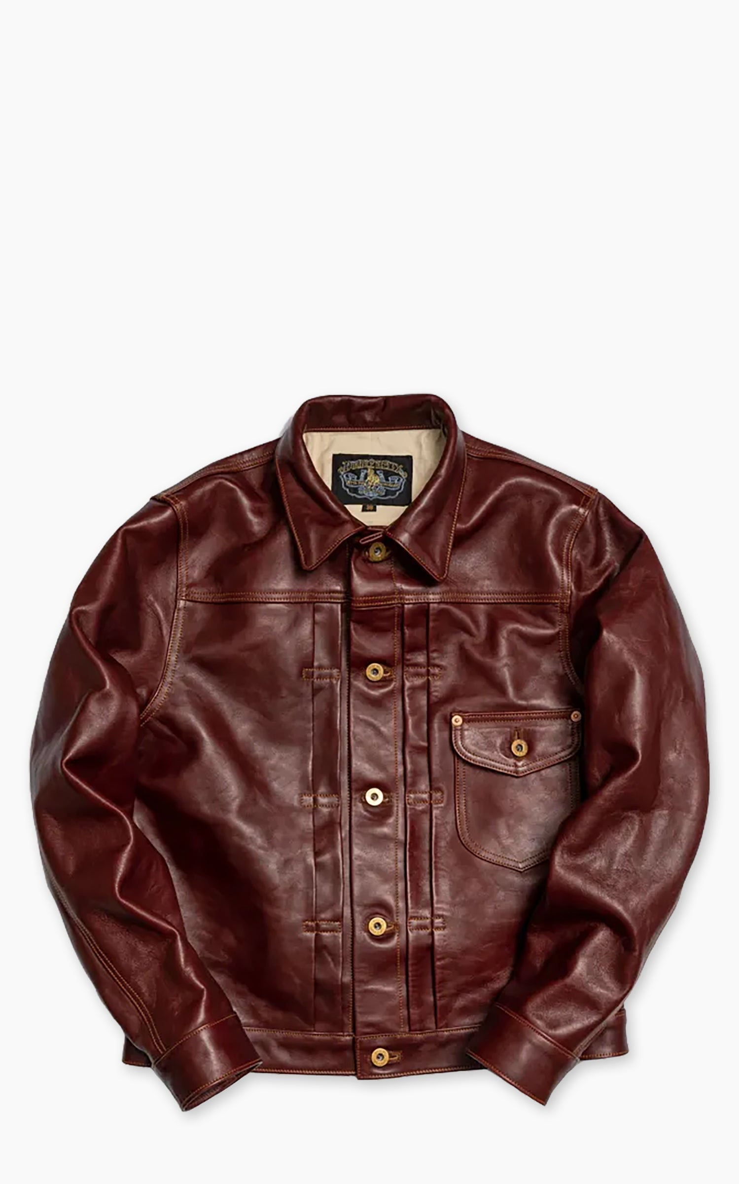 Double Helix Western Cowboy Horsehide Leather Jacket Burgundy
