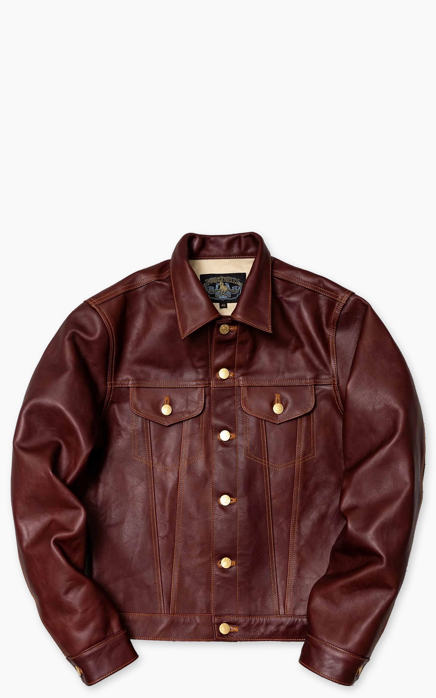 Double Helix Western Pioneer Horsehide Leather Jacket Burgundy