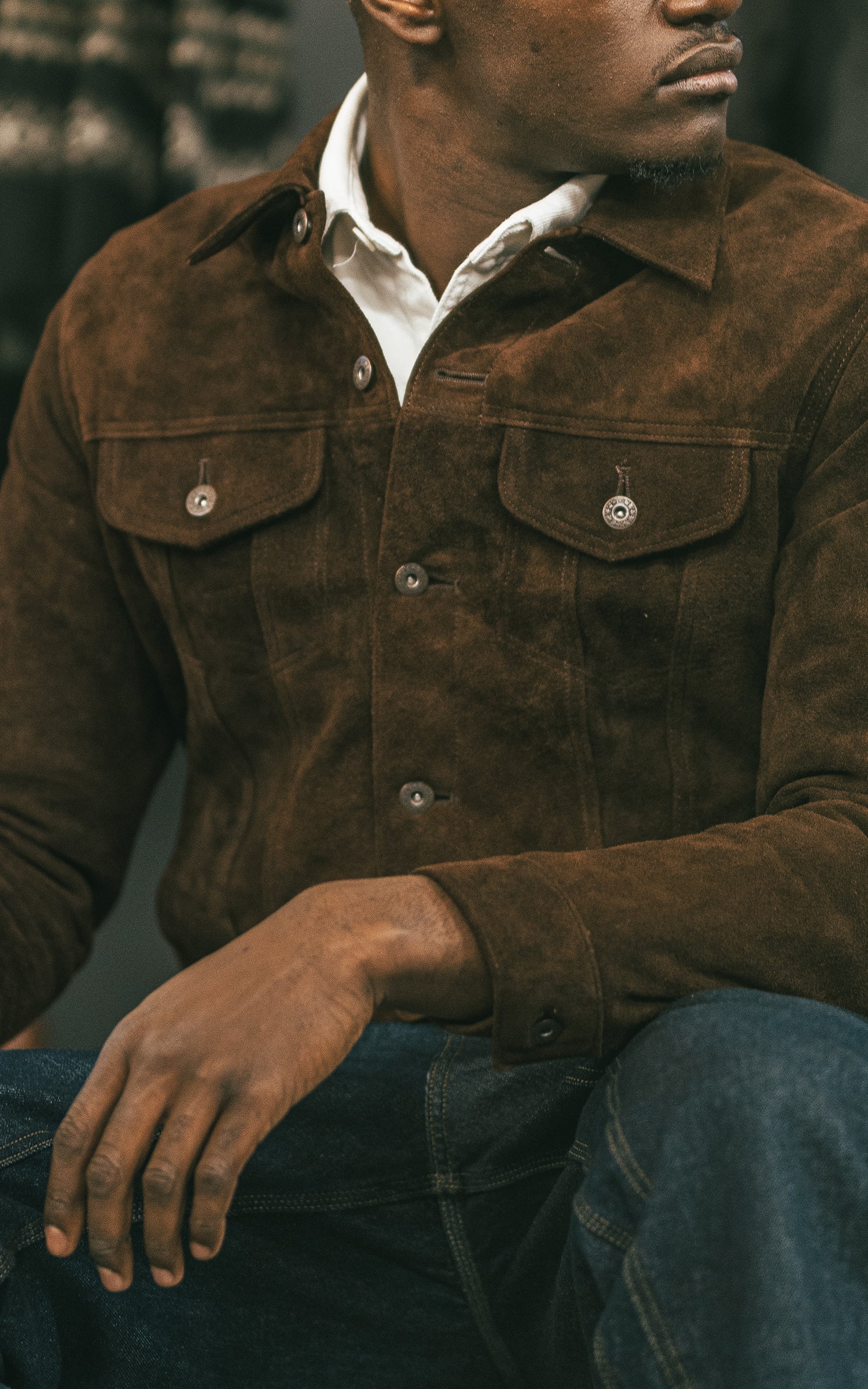 Double Helix Western Pioneer WP Horsehide Suede Jacket Dark Brown