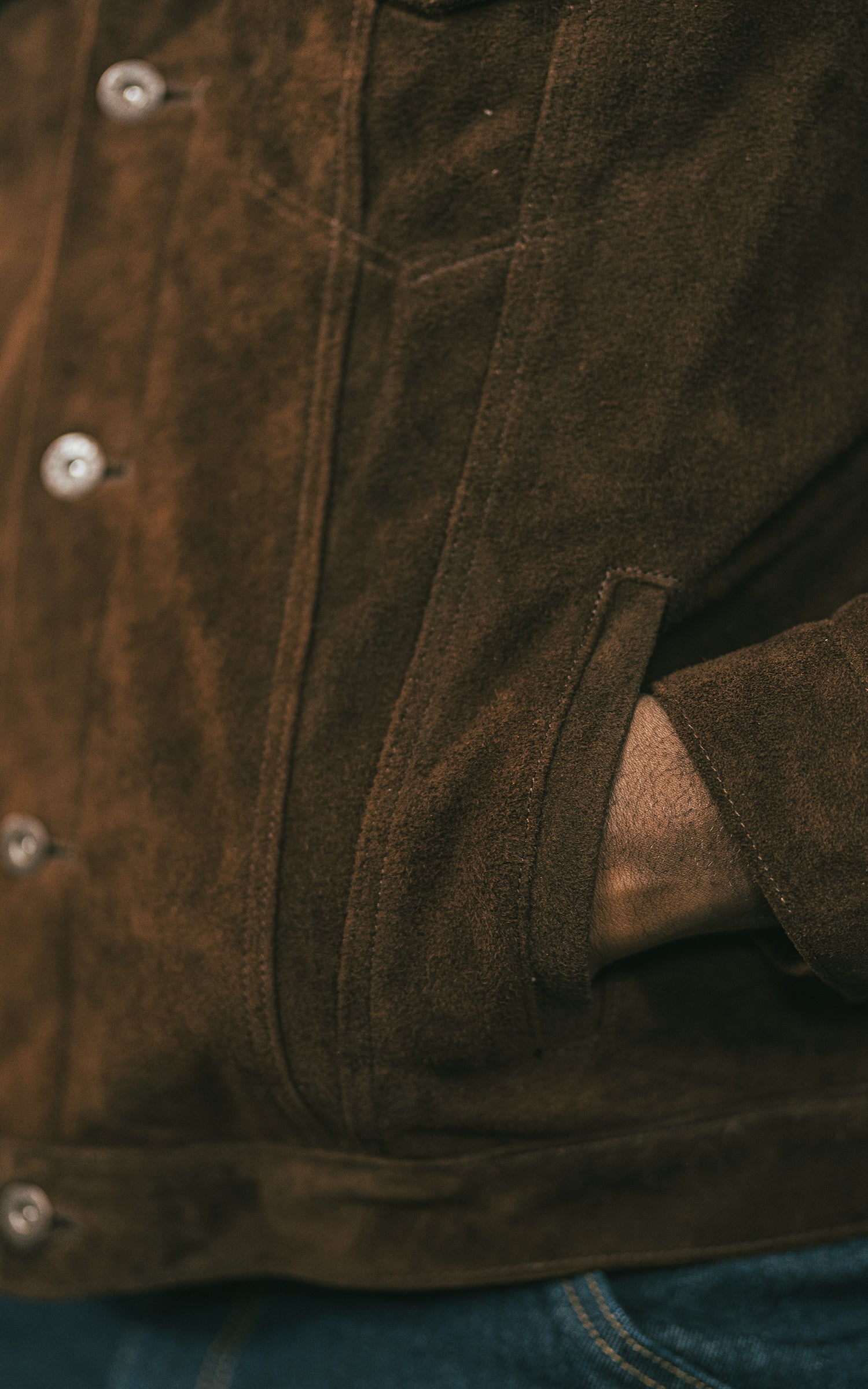 Double Helix Western Pioneer WP Horsehide Suede Jacket Dark Brown