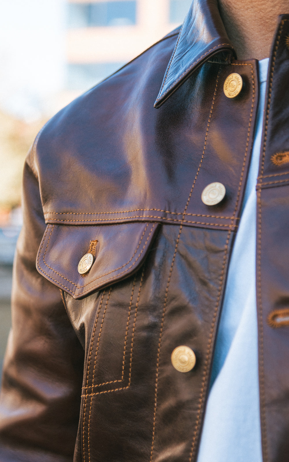 Double Helix Western Pioneer Horsehide Leather Jacket Burgundy