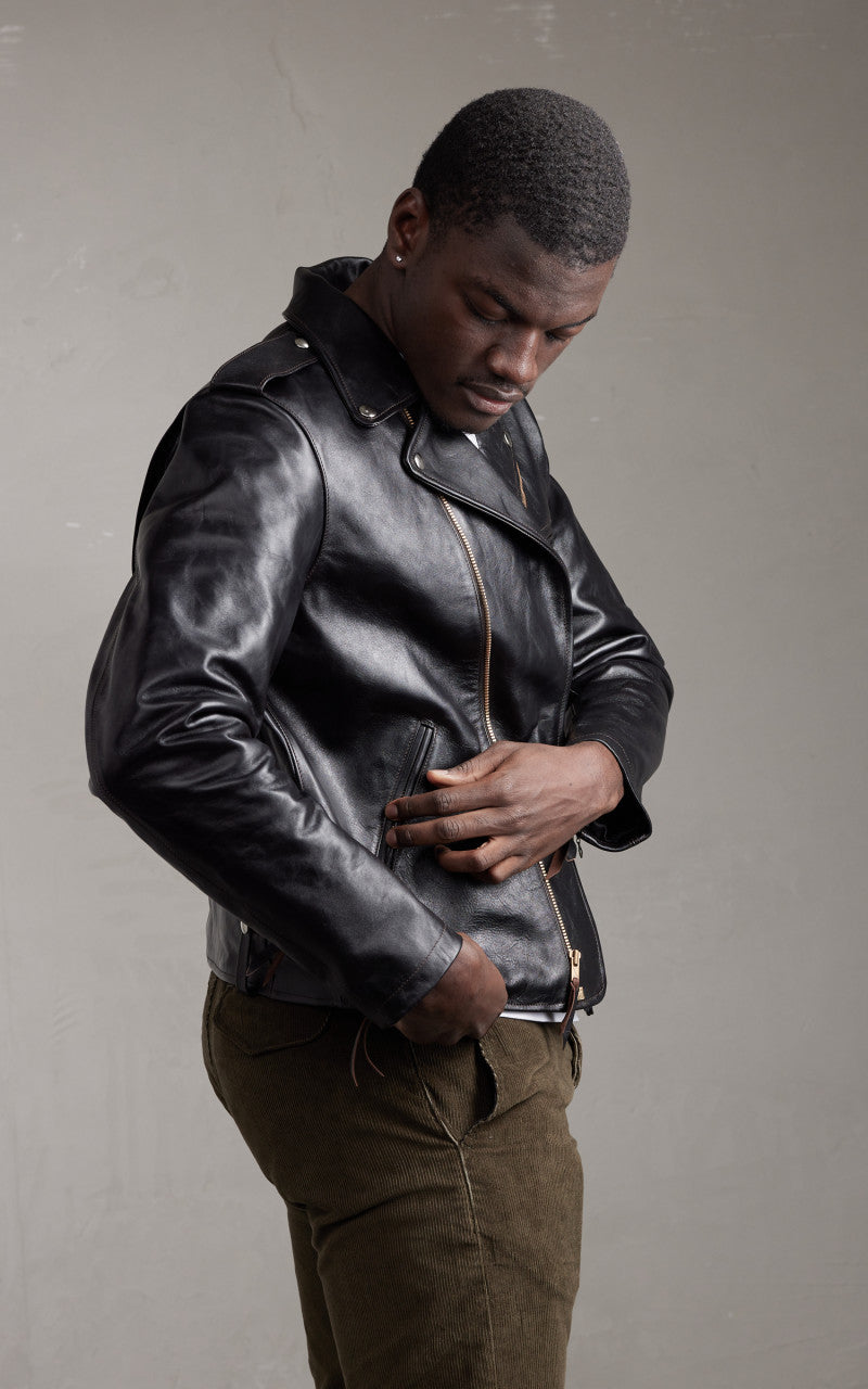Double Helix Innovator Horsehide Leather Rider Jacket Black