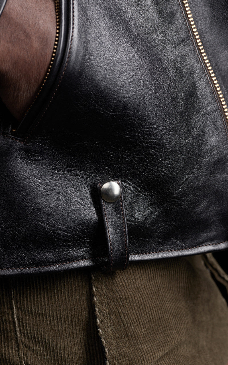 Double Helix Innovator Horsehide Leather Rider Jacket Black