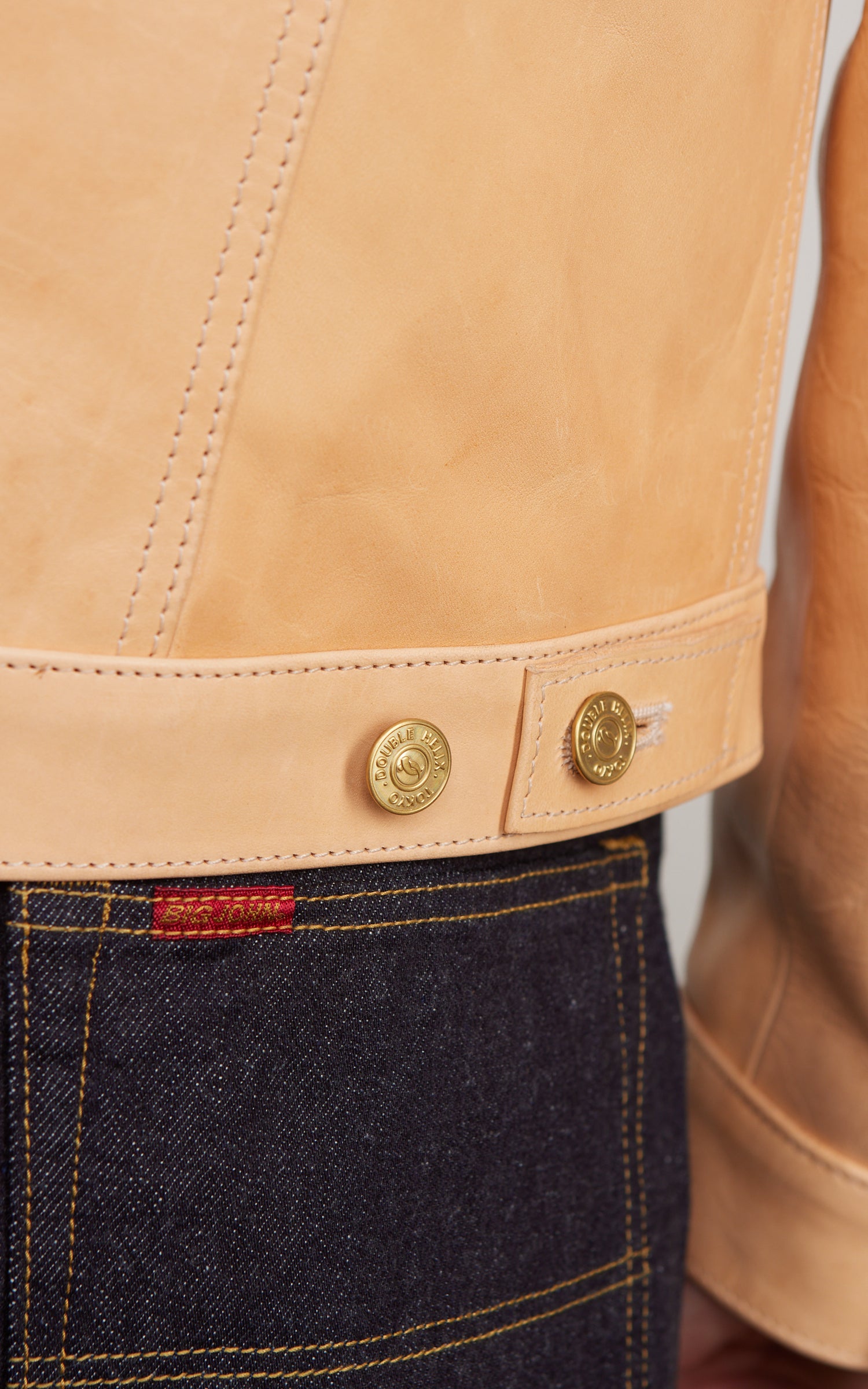 Double Helix Western Pioneer Horsehide Leather Jacket Natural
