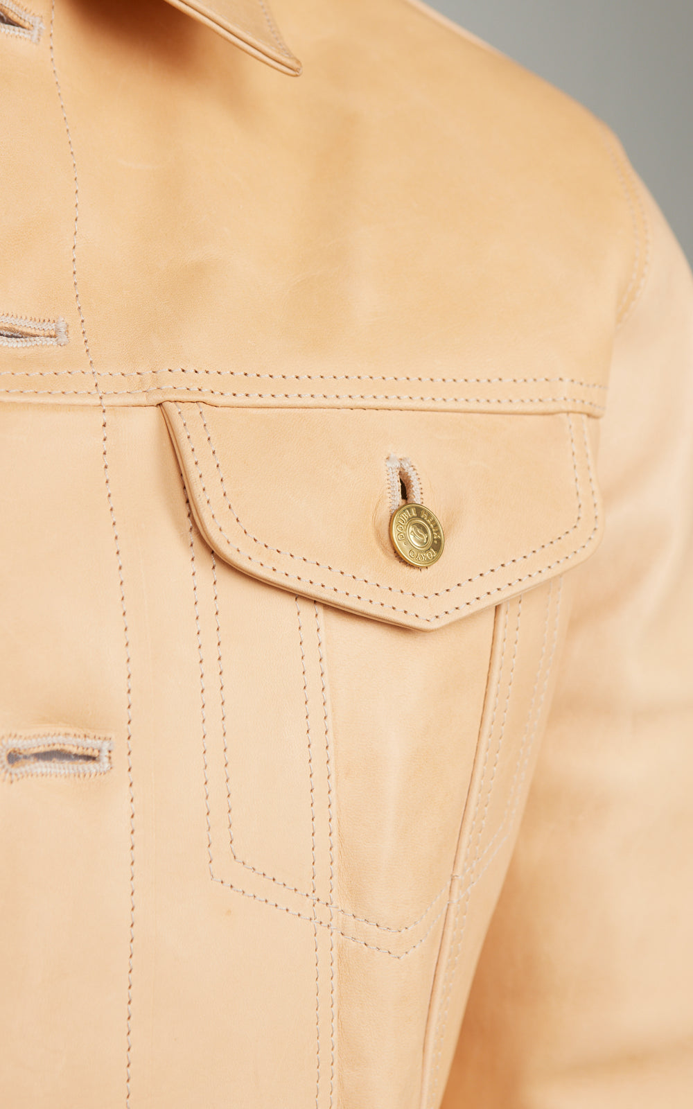 Double Helix Western Pioneer Horsehide Leather Jacket Natural