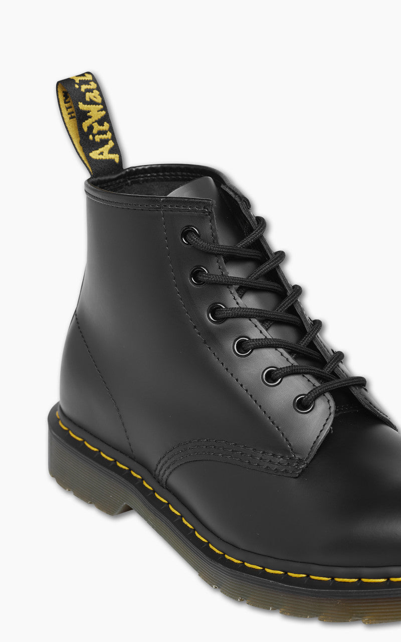 Dr. Martens 101 Yellow Stitch Smooth Leather Ankle Boots