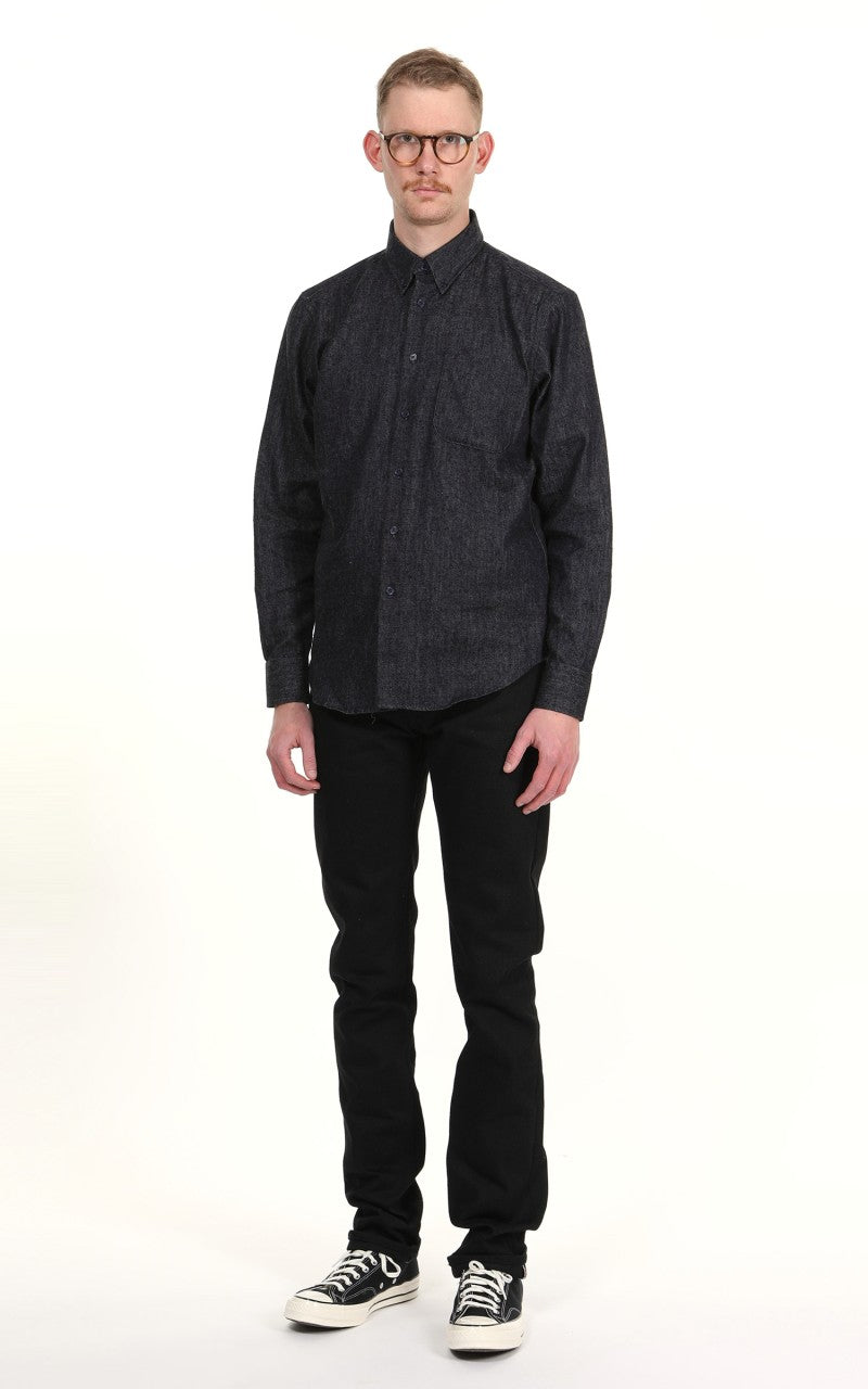 Naked & Famous Denim Easy Shirt Slub Nep Rinsed Denim Indigo