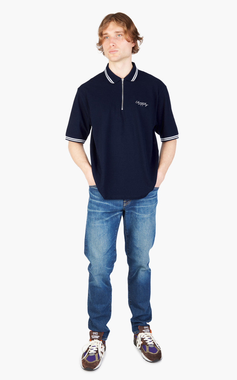 Edwin Affect Polo Pique Shirt Maritime Blue