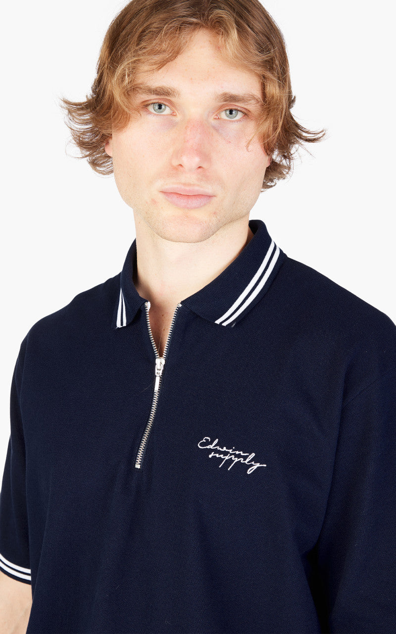 Edwin Affect Polo Pique Shirt Maritime Blue