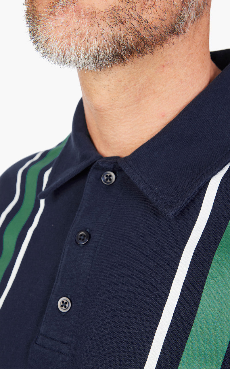 Edwin Club Stripes Polo LS Jersey Maritime Blue