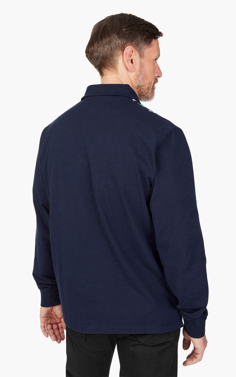 Edwin Club Stripes Polo LS Jersey Maritime Blue