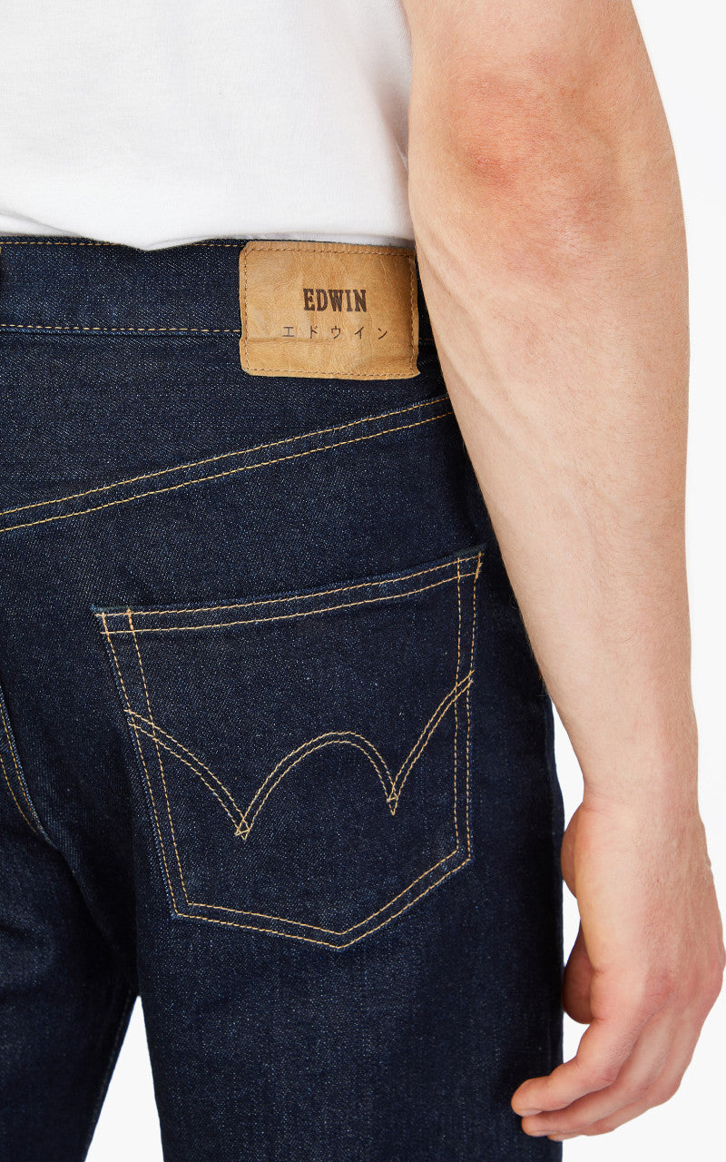 Edwin Loose Straight "Made in Japan" Kaihara 13oz Pure Indigo Stretch Denim Blue Rinsed