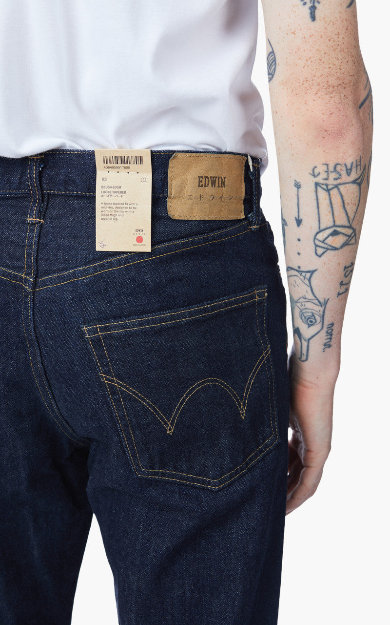 Edwin Loose Tapered "Made in Japan" 14oz Kurabo Red Selvage Denim Blue Rinsed
